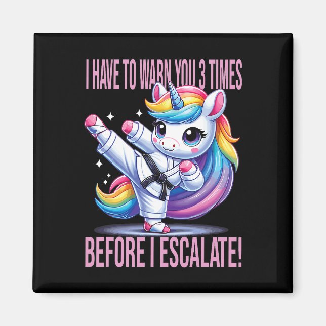 Imã Funny Unicorn Martial Arts Karate Para Raparigas (Frente)