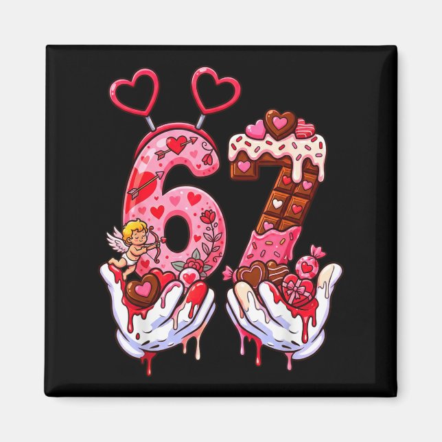 Imã Funny Valentine's Day 67 Meme Hands Six Seven Cud  (Frente)