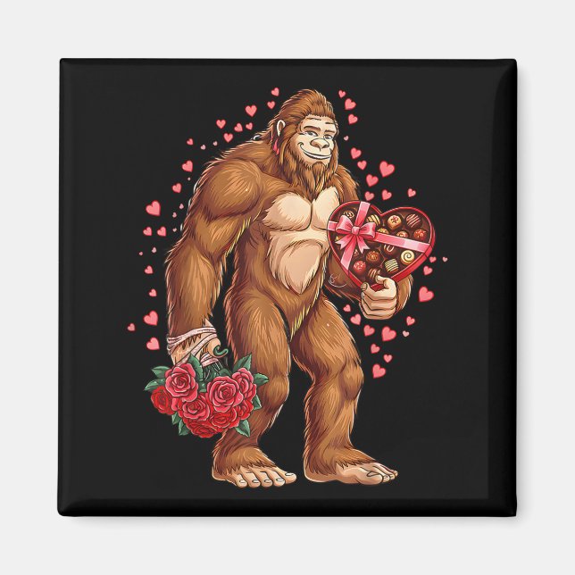 Imã Funny Valentines Day Bigfoot Heart Love Sasquatch  (Frente)