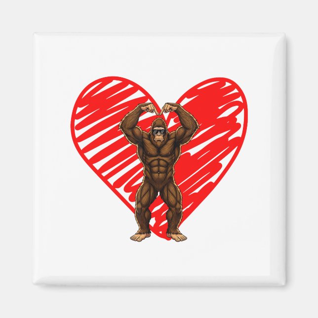 Imã Funny Valentines Day Bigfoot Sungles In Heart Sasq (Frente)