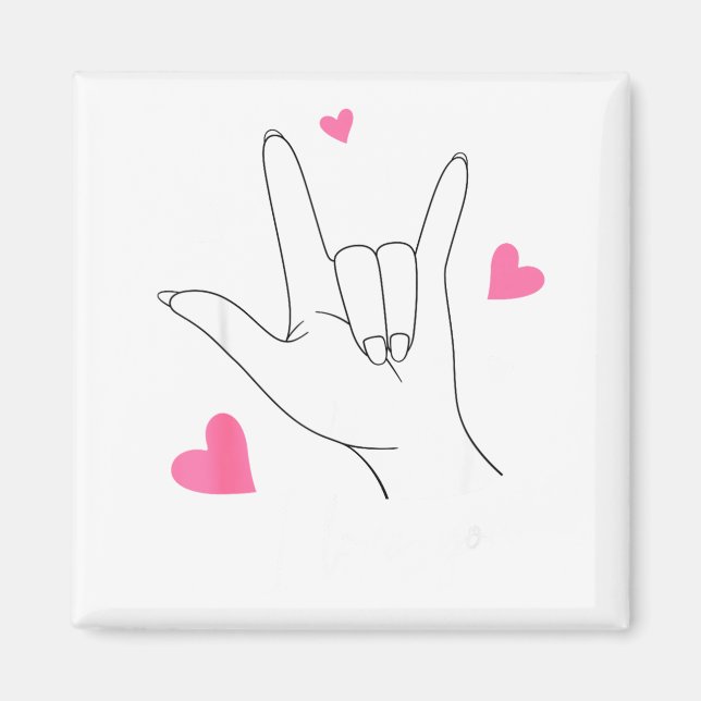 Imã Funny Valentines Day Heart I Love You Hand Sign La (Frente)
