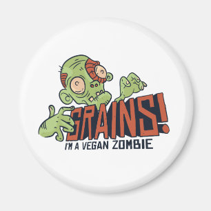 Imã Funny Vegan Teen Graphics ZOMBIE QUER GRÃOS