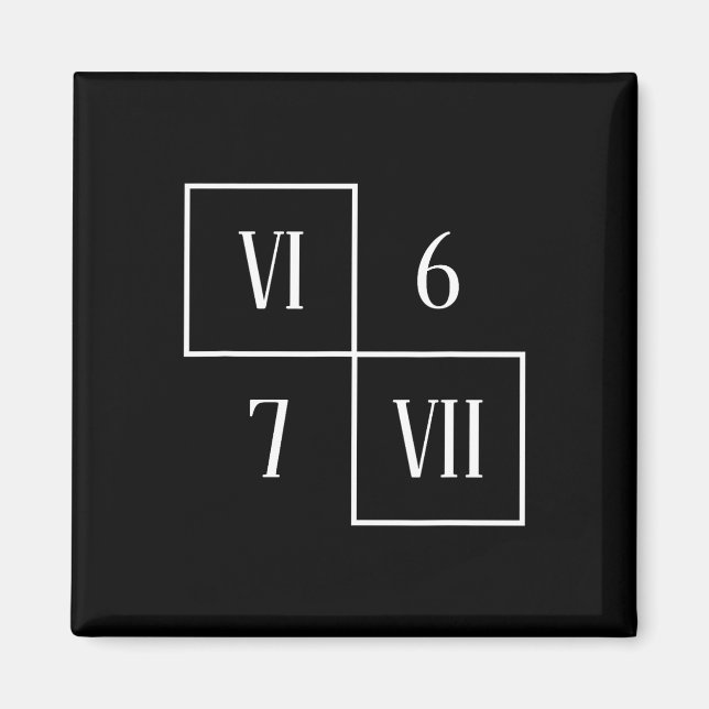 Imã Funny Vi Vii 6 7 Meme Roman Numerals Math Six Seve (Frente)