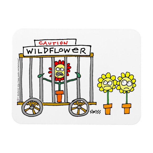 Ímã Funny Wildflower Cartoon Louca Flor Selvagem (Horizontal)