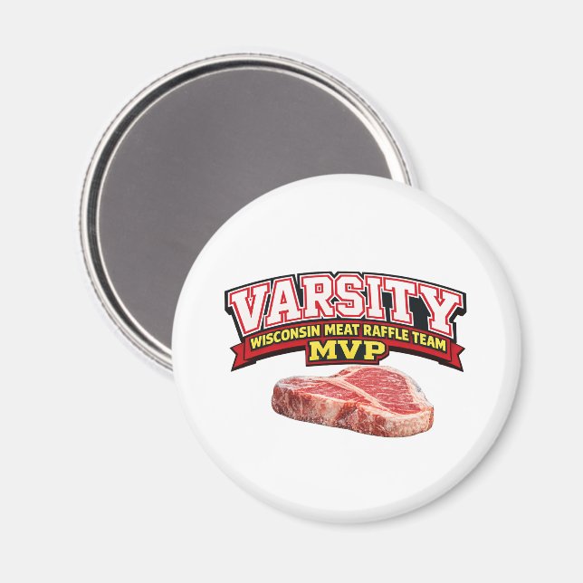 Imã Funny Wisconsin Meat Raffle Varsity Team MVP  (Front/Back)