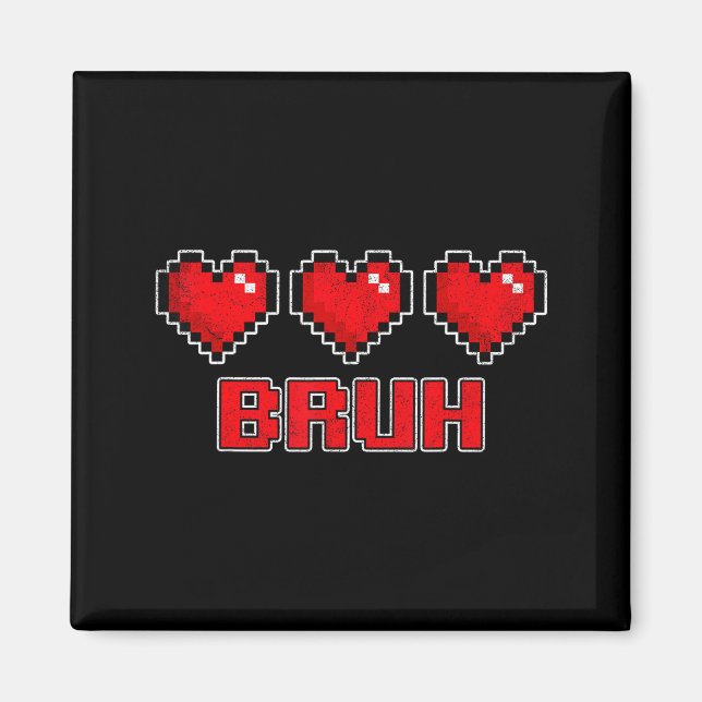 Imã Funny Xel Hearts Gamer Bruh, Valentines Video Game (Frente)