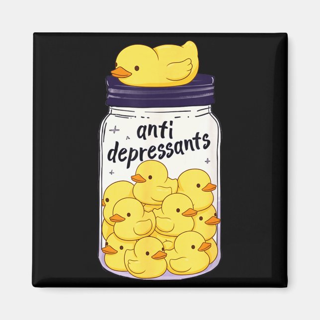 Imã Funny Yellow Duck Anti Depressant Jar Zoo Boys Gir (Frente)