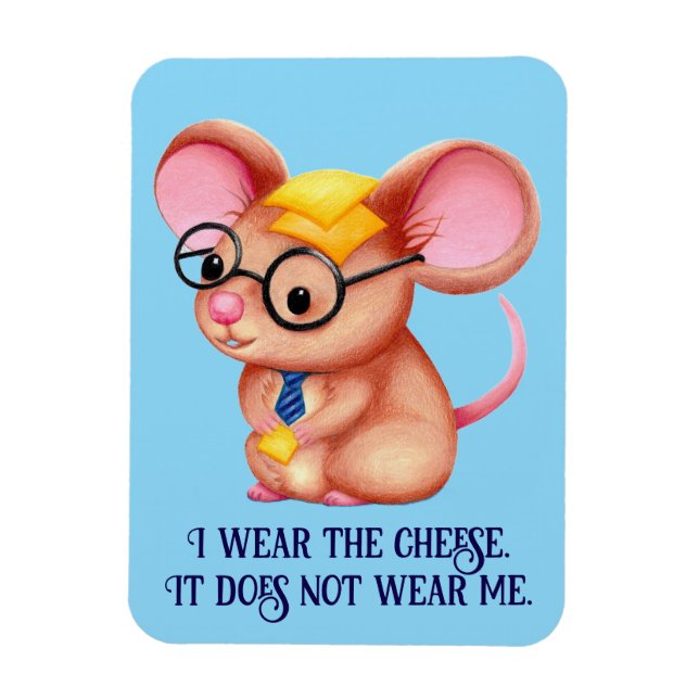 Ímã Furry Cheese Man Business Mouse Tie Glasses Nerdy (Vertical)