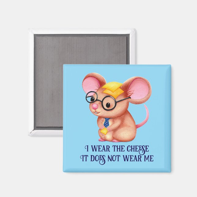 Imã Furry Cheese Man Business Mouse Tie Glasses Nerdy (Front/Back)