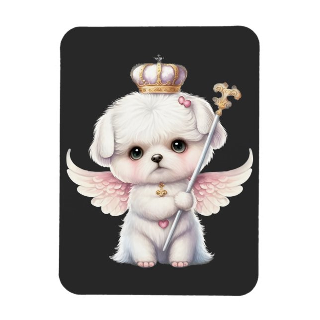 Ímã Furry Joy: Angel Wing Maltês Cachorro Puppy Gift (Vertical)