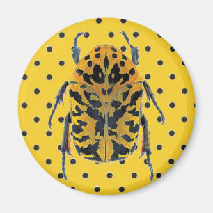 Imã Fusca amarela e preta em ponto amarelo e preto