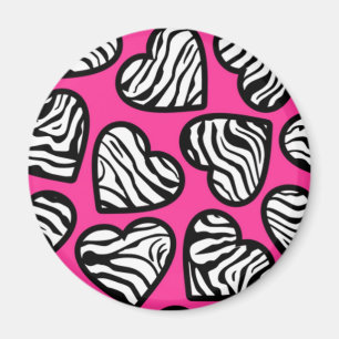 Imã Fuschia branca, cor-de-rosa-rosa, padrão-zebra bra