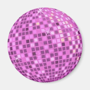 Imã FUSHIA Disco-bola-em-fundo negro