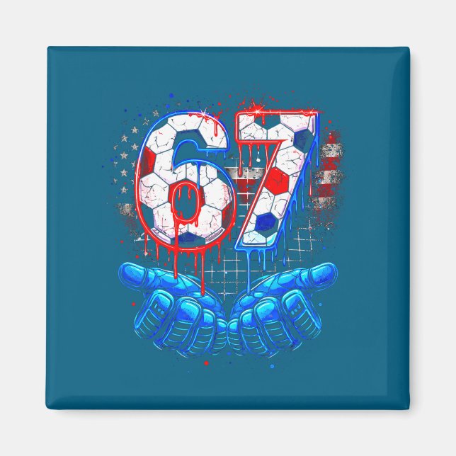 Imã Futebol 67 seis sete 4 de julho vermelho branco az (Frente)