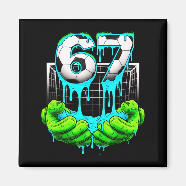Imã Futebol 67 Seis Sete 6 7 Engraçado Gen Alpha Meme  (Frente)
