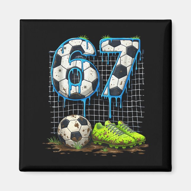 Imã Futebol 67 seis sete meme engraçado gen alpha drip (Frente)