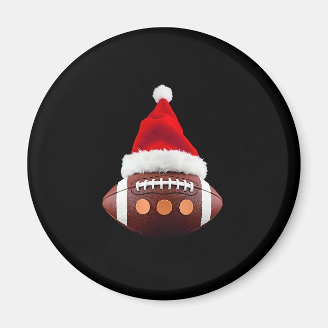 Imã Futebol Americano de Natal - Bola Santa Hat (2) (Frente)