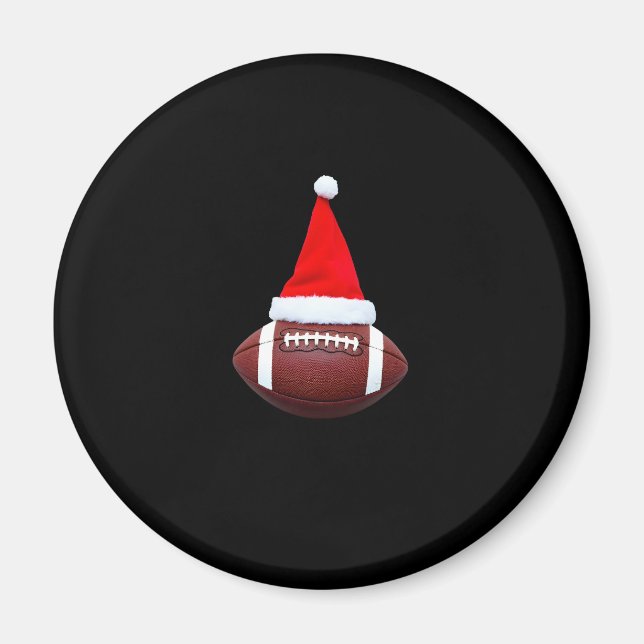 Imã Futebol Americano de Natal - Bola Santa Hat (2) (Frente)