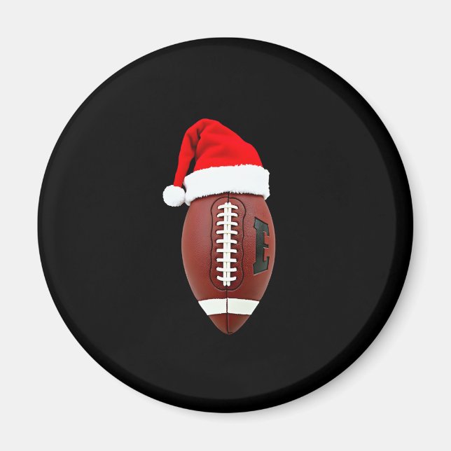 Imã Futebol Americano de Natal - Bola Santa Hat (3) (Frente)