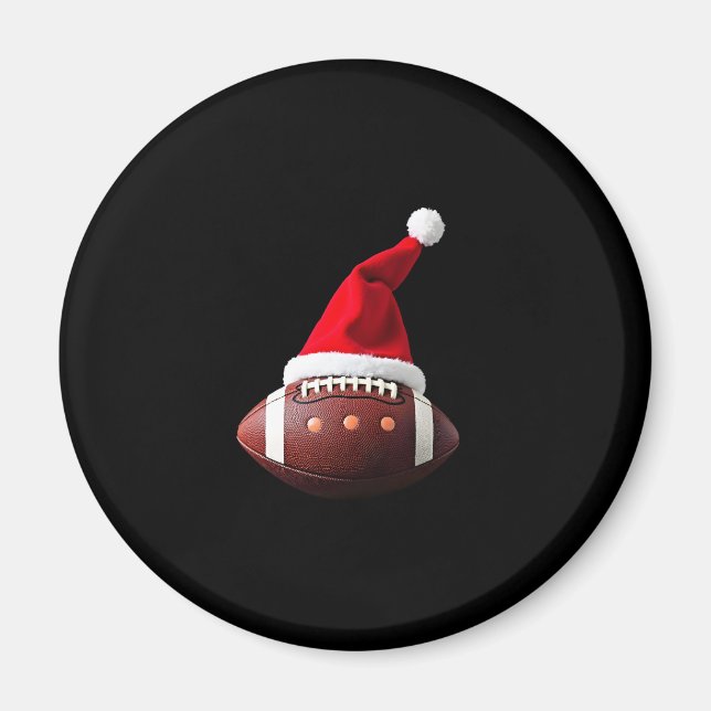 Imã Futebol Americano de Natal - Bola Santa Hat (3) (Frente)