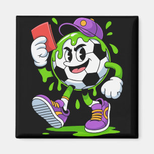 Imã Futebol Bola Cartoon Gotejamento Cartão Vermelho D
