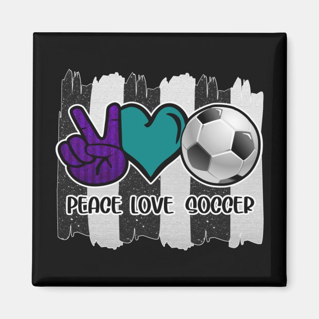 Imã Futebol de amor à paz em branco e preto (Frente)