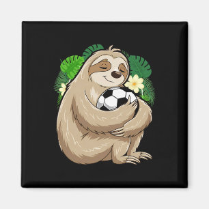 Imã Futebol de Preguiça Fofa Preguiça Segurando Bola d