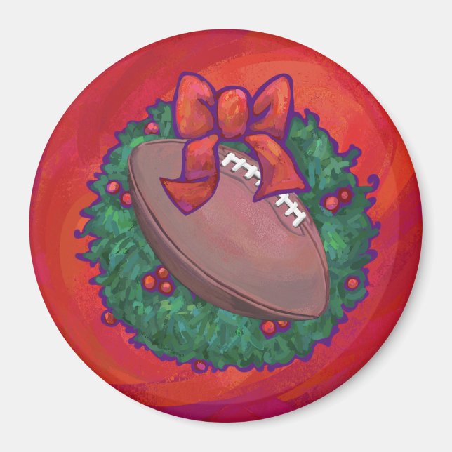 Imã Futebol de Wreath de Natal em Red (Frente)