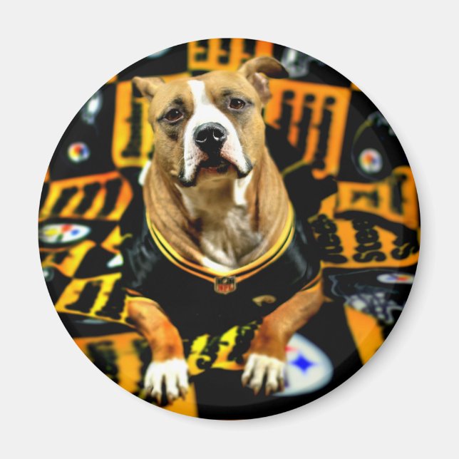 Imã Futebol do Cão de Salvação Pitbull Fanático (Frente)