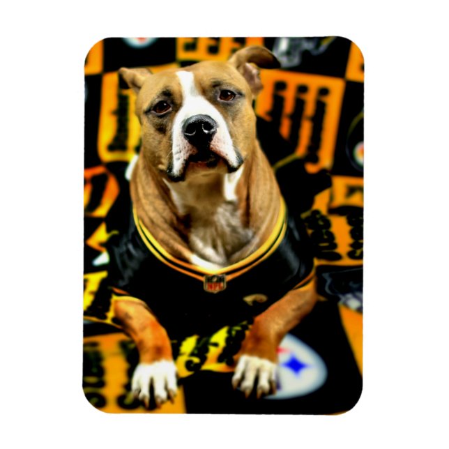 Ímã Futebol do Cão de Salvação Pitbull Fanático (Vertical)
