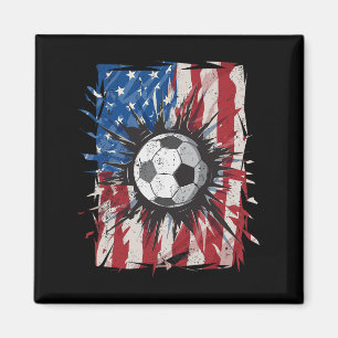 Imã Futebol Patriótico 4º De Julho Homens Usa Bandeira