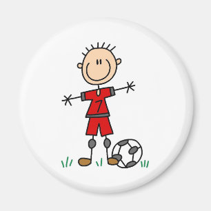 Imã Futebol uniforme vermelho do menino