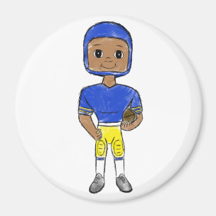 Imã futebolista retrô vintage azul amarelo simples