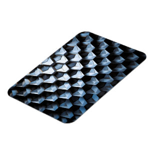 Ímã Futurista Abstrato Azul Geométrico Metálico