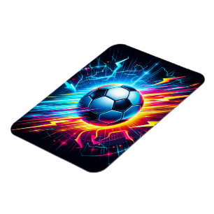 Ímã Futurista Bola de Futebol Elétrico Relâmpago