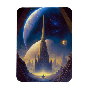 Ímã Futuro Magnet de Arte Sci-Fi Cidade Espacial
