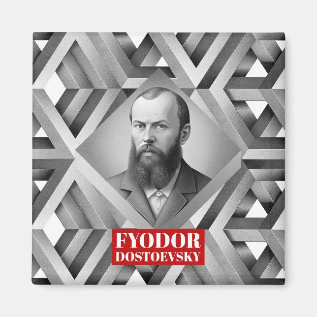 Imã Fyodor Dostoevsky - Estilo geométrico elegante (Frente)