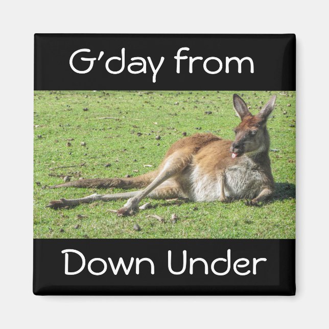 Imã G-day from Down under Kangaroo Magnet (Frente)
