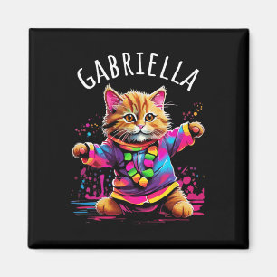 Imã Gabriella Dancing Kitty Cat Design Para Nome Das R
