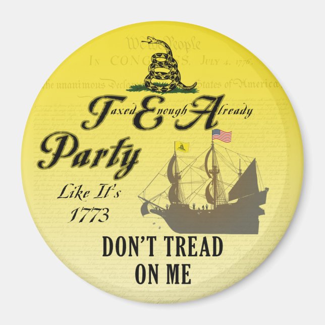 Imã Gadsden - Festa do Chá como se fosse o Magnet 1773 (Frente)