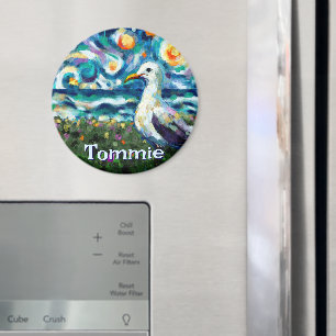 Imã Gaivota Estilo Van Gogh Personalizada Praia