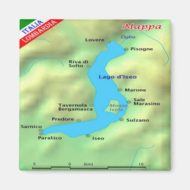 Imã GAL069 LAKE ISEO - Map - Itália - Fridge (Frente)