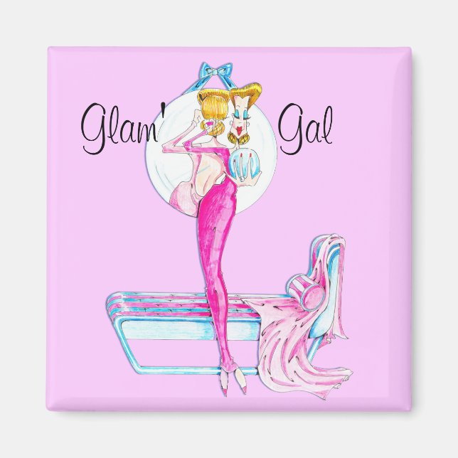Imã Gal Magnet - Glama Rosa (Frente)