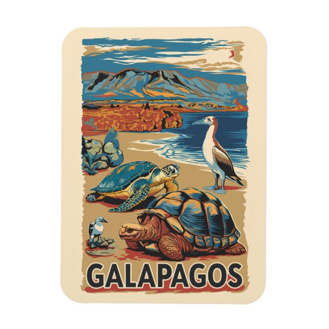 Ímã Galápagos Animais de Viagem de Arte (Vertical)