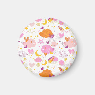 Imã Galáxia Cozy- cosmos, lua, estrelas e corações