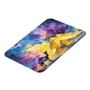 Ímã Galáxia do Deserto em Aquarela Camelo Pirâmide Via
