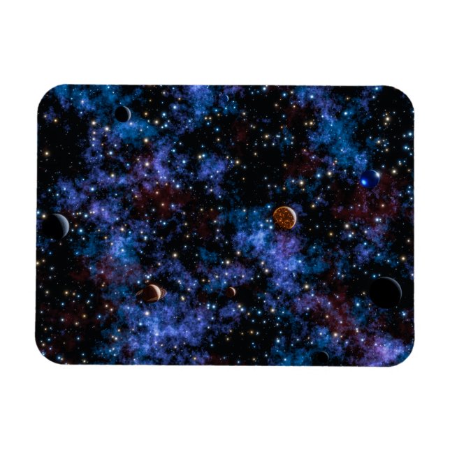 Ímã Galáxias, estrelas e planetas coloridos à noite (Horizontal)