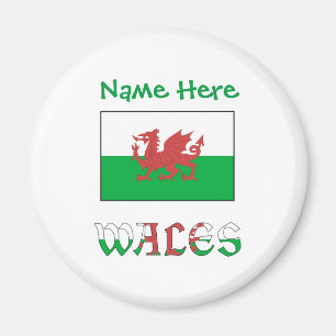 Imã Gales e Welsh Flag Personalização Verde