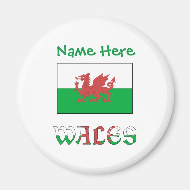 Imã Gales e Welsh Flag Personalização Verde (Frente)
