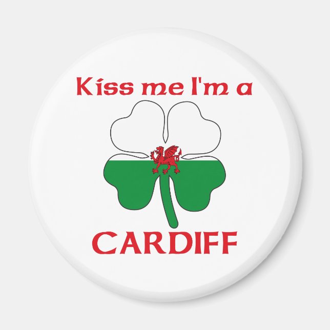 Imã Galês Personalizado Beija-me Sou Cardiff (Frente)